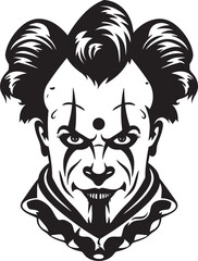 Nightmarish Nonsense Eerie Clown Vector Icon Ghostly Grin Creepy Clown Emblem
