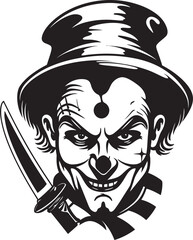 Shadowed Shenanigans Sinister Clown Symbol Grinning Ghoul Creepy Clown Vector Logo