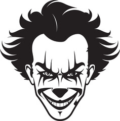 Creepy Capers Spooky Clown Logo Design Phantom Foolery Sinister Clown Emblem