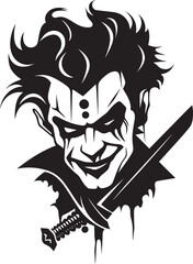 Dark Demeanor Sinister Clown Emblem Cryptic Chuckles Chilling Clown Symbol Icon