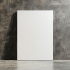 Mock up poster. Blank vertical canvas, gray wall and floor on background
