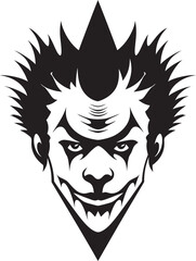 Haunting Grin Creepy Clown Logo Design Shadowed Laughter Sinister Clown Vector