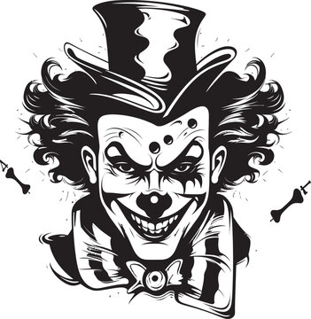 Malevolent Merriment Eerie Clown Logo Design Twisted Trickery Creepy Clown Vector Icon
