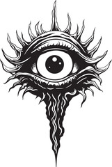 Malevolent Vision Demons Clasp on Eyeball Icon Sinful Observation Devils Grip on Ocular Symbol