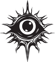 Demons Grasp Ocular Possession Logo Infernal Eyeball Devils Hold Vector