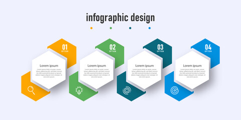 Infographic design template timeline with 4 steps or options. can be used for workflow diagram, info chart, web design. vector illustration. 