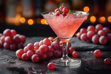 wine cocktail with fresh grapes