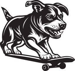 Rad Ruff Rider Skateboard Dog Symbol Design Pawsome Boarder Canine Vector Logo Icon