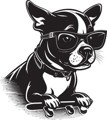 Skateboard Bark Canine Icon Design Symbol Paw Powered Ride Skateboarding Dog Vector Emblem