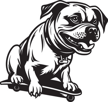 Bark and Roll Dog Skateboard Vector Emblem Pawsome Boarder Canine Icon Design Logo