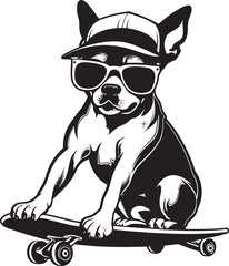 SkatePooch Dog Skateboard Emblem Symbol PawsomeSkate Canine on Wheels Icon Design