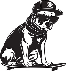 WoofWheelz Dog Skateboard Emblem Design Barkboarder Canine Skater Symbol Icon