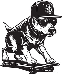PawsomeSkate Canine Skater Emblem Design RadRover Skateboarding Dog Symbol Icon