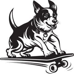 PupGrind Skateboarding Dog Icon Symbol SkatePooch Dog on Wheels Logo Vector