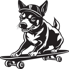 PawsomeSkate Canine Skateboard Emblem Design RadRover Skateboarding Dog Icon Symbol