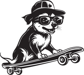 ShredShiba Skateboarding Dog Icon Symbol Paws and Boards Dog on Wheels Logo Vector