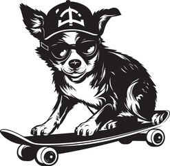 SkaterPup Dog on Wheels Logo Vector RoverRide Canine Skateboard Emblem Design