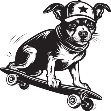 Pawtastic Grind Skateboarding Dog Vector Logo SkaterPup Dog on Skateboard Emblem Design