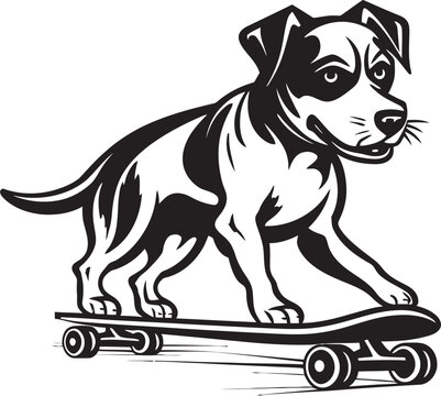 WoofWheels Canine Skateboard Emblem Design PupGrind Skateboarding Dog Icon Symbol