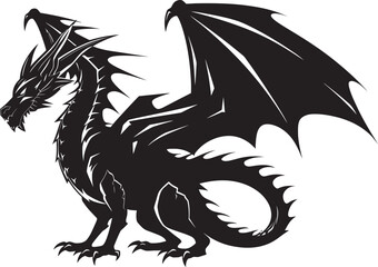 Fiery Sentinel Dragon Logo Design Celestial Serpent Full Body Dragon Icon