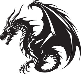 Ancient Mythos Full Body Dragon Emblem Mystic Serpent Dragon Icon Vector