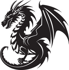 Fiery Fiend Dragon Logo Design Winged Wanderer Full Body Dragon Symbol Emblem