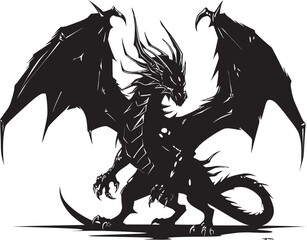 Ancient Enigma Full Body Dragon Icon Vector Fiery Fiend Dragon Logo Design