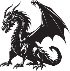 Winged Majesty Dragon Emblem Logo Mystic Serpent Cosmic Dragon Icon