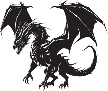 Roaring Protector Ancient Dragon Emblem Vector Draconian Protector Ethereal Dragon Symbolic Logo