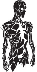 Fragmented Fusion Skeleton Symbol Design CrackCraft Fractured Skeleton Emblem Icon