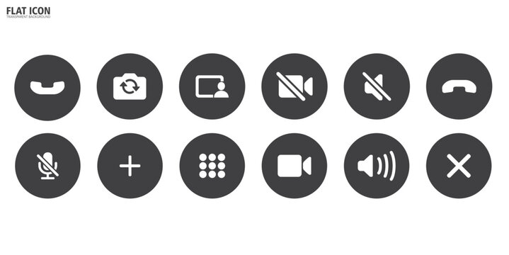 Simple set of Video call icon , Video conference, set of buttons template for mobile phone online app, ui. online meeting workspace, internet talk, vector illustration in transparent background.
