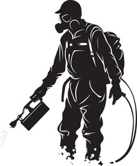 Toxin Tamer Pest Control Emblem Vector Fumigation Marshal Man with Fumigator Symbol Design