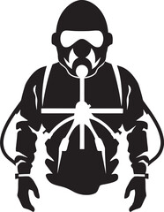 FumeGuard Fumigating Man Iconic Emblem PestPatrol Pest Control Symbol Vector