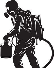 FumigateForce Vector Emblem Design PestPioneer Fumigating Man Emblematic Icon