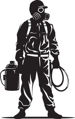 PestPioneer Fumigating Man Emblematic Icon PestPatrol Vector Emblem Symbol
