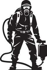 Pest Power Fumigating Man Emblem Design Pest Pioneer Pest Control Icon Vector