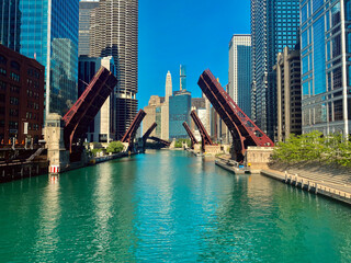 Photo of all the bridges along the Chicago River Raised 