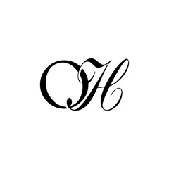 Initial Mixed Letter Logo. Logotype design. Simple Luxury Black Flat Vector OH