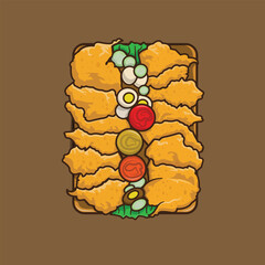 Illustration of fried chicken mukbang