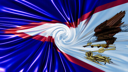 Majestic Eagle Swirl on the American Samoa Flag in Vivid Blues and Reds