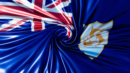 Dynamic Twist of Anguilla Maritime Ensign Against Deep Blue Background