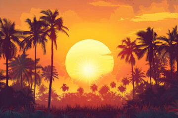 Fototapeta na wymiar Summer background Beautiful tropical beach sea and ocean with tree at sunrise time Summer post