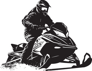 Frost Trekker Man on Snowmobile Icon Design Powder Pro Snowmobile Symbol Emblematic Design