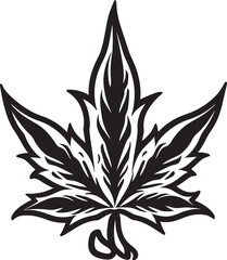 Serene Herb Leaf Vector Iconic Design Evergreen Elixir Cannabis Emblematic Symbol
