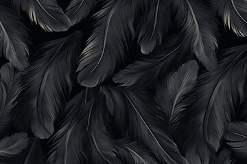 Obraz premium Dark feathers illustration pattern_black feathers pattern_black feathers art