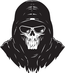 Stylish Scythe Reaper Icon with Sunglasses Emblem Cool Reaper Sunglasses Vector Icon Design