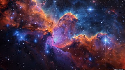 Naklejka na ściany i meble Behold the mesmerizing blend of cosmic gases and dust in this breathtaking image of a nebula, a testament to the infinite wonders of space-1