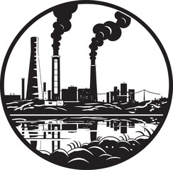 Contaminated Currents River Pollution Icon Murky Mist Vector Emblematic Design