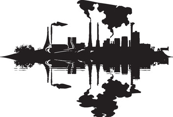 Obraz premium Contaminated Currents River Pollution Icon Murky Mist Vector Emblematic Design