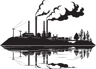 Obraz premium PollutedPlume Vector Pollution Emblematic Icon AquaticAgony River Water and Air Pollution Symbol